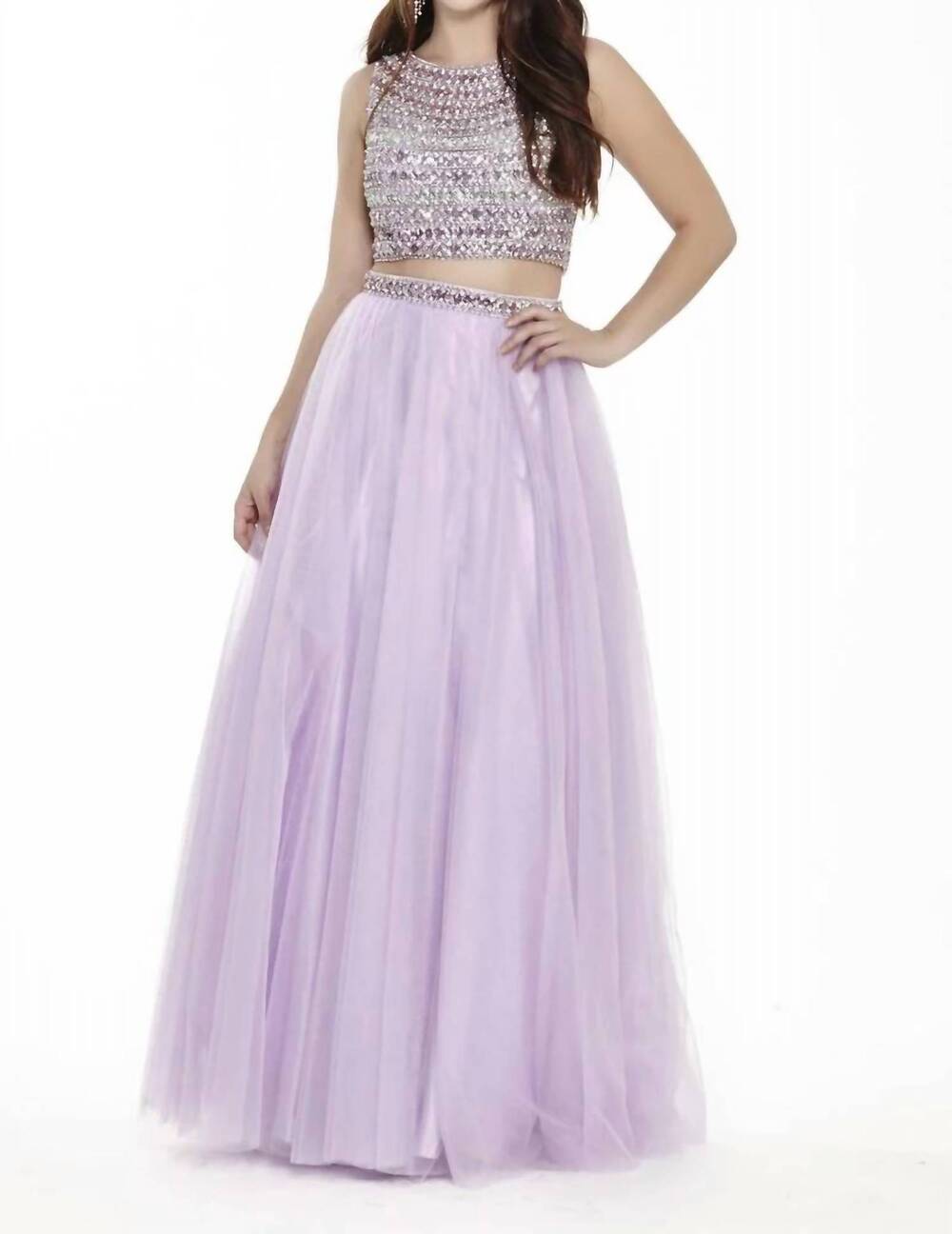 NEW JOSH & JAZZ beaded sleeveless tulle prom dress in lilac